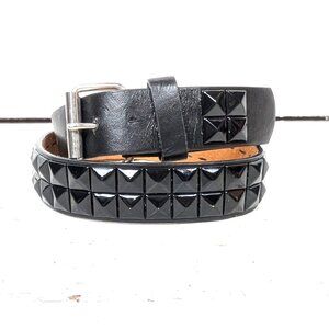 Black leather studded belt